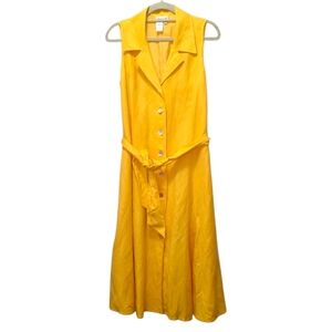 Coldwater Creek Linen blend sleeveless Maxi Dress Modest Button Up Size 16 P
